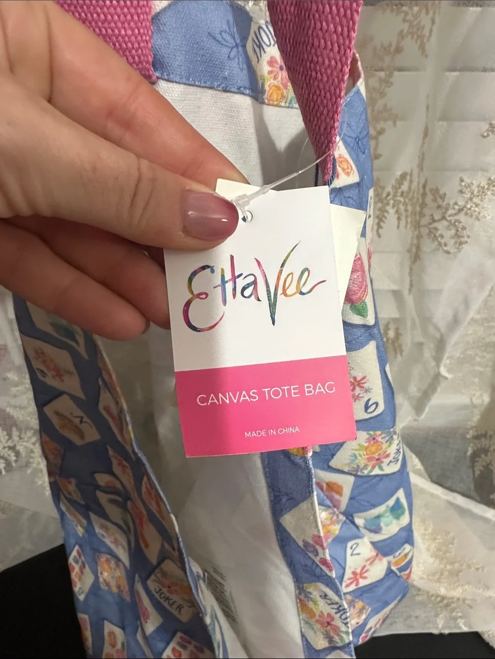 Ettavee mahjong canvas tote bag